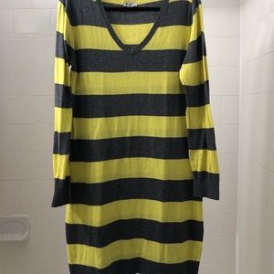 Striped V-Neck Sweater Dress